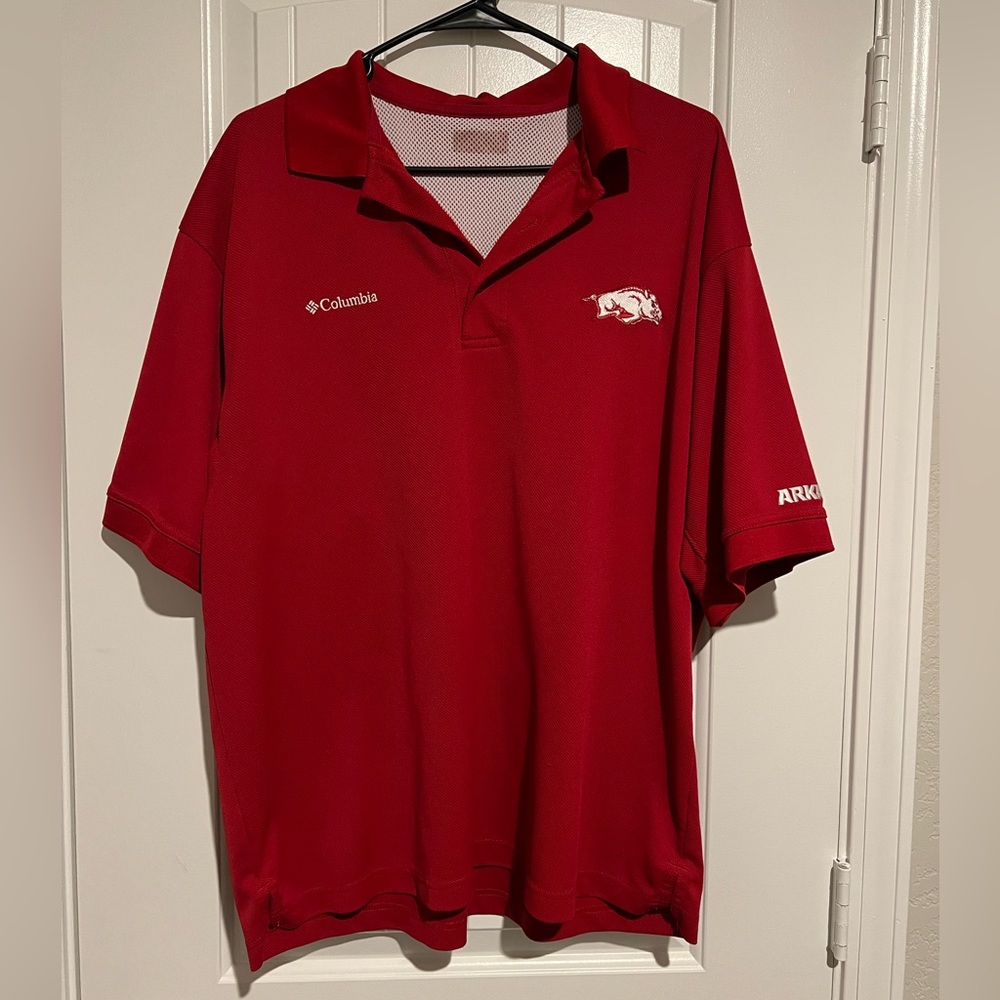 Columbia Arkansas Razorbacks PFG Scarlet Red Fishing Shirt